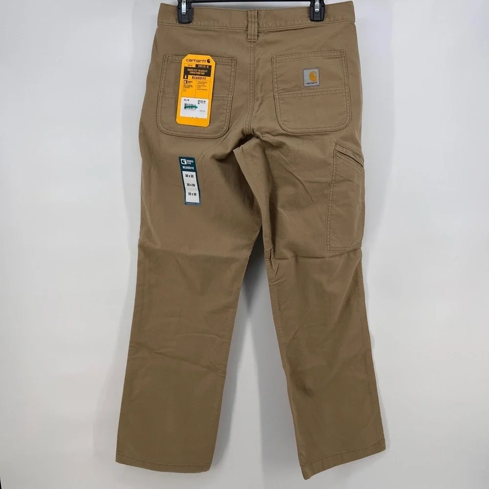Carhartt BN2291 M Mens Khaki Rugged Flex Relaxed Fit Canvas Work Pants 30x30 New - Picture 1 of 10